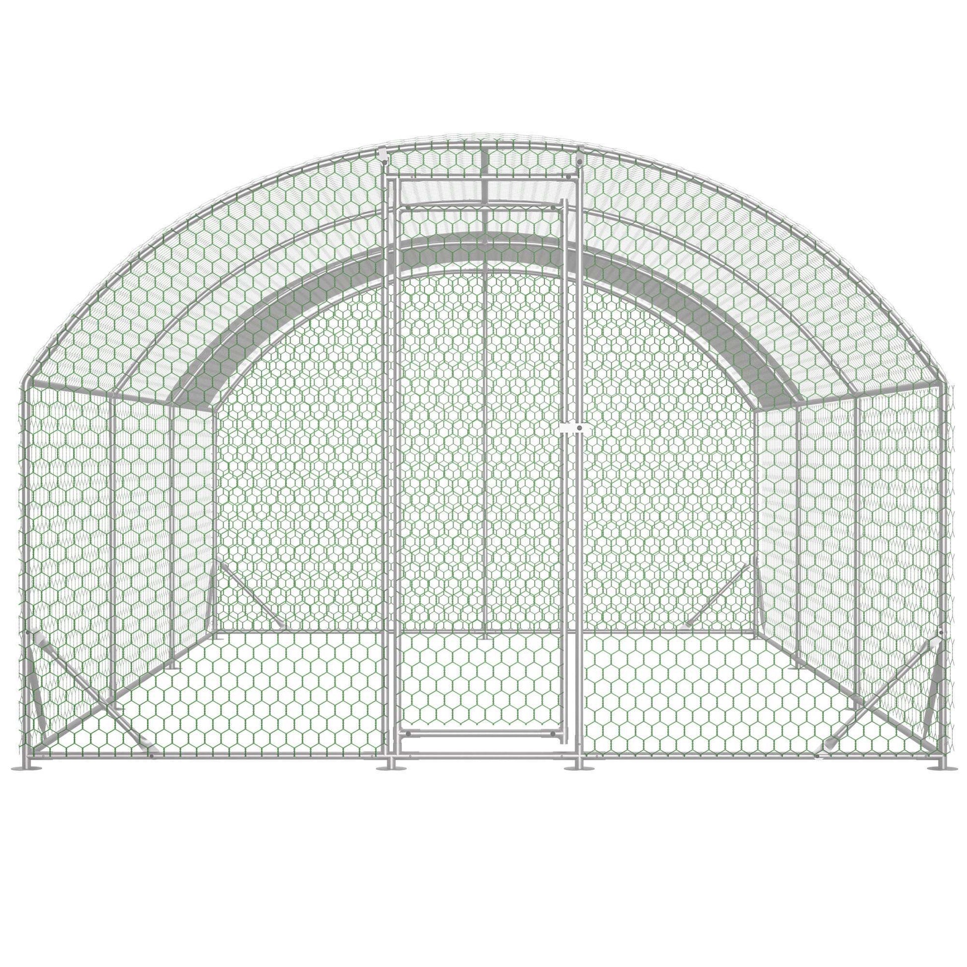 JMT-596682 Spacious Large Metal Chicken Coop with Waterproof Anti-UV Cover, Walk-In Chicken Run for Outdoor Use - 9.84 x 19.68 x 6.56 Ft