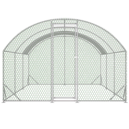JMT-596682 Spacious Large Metal Chicken Coop with Waterproof Anti-UV Cover, Walk-In Chicken Run for Outdoor Use - 9.84 x 19.68 x 6.56 Ft