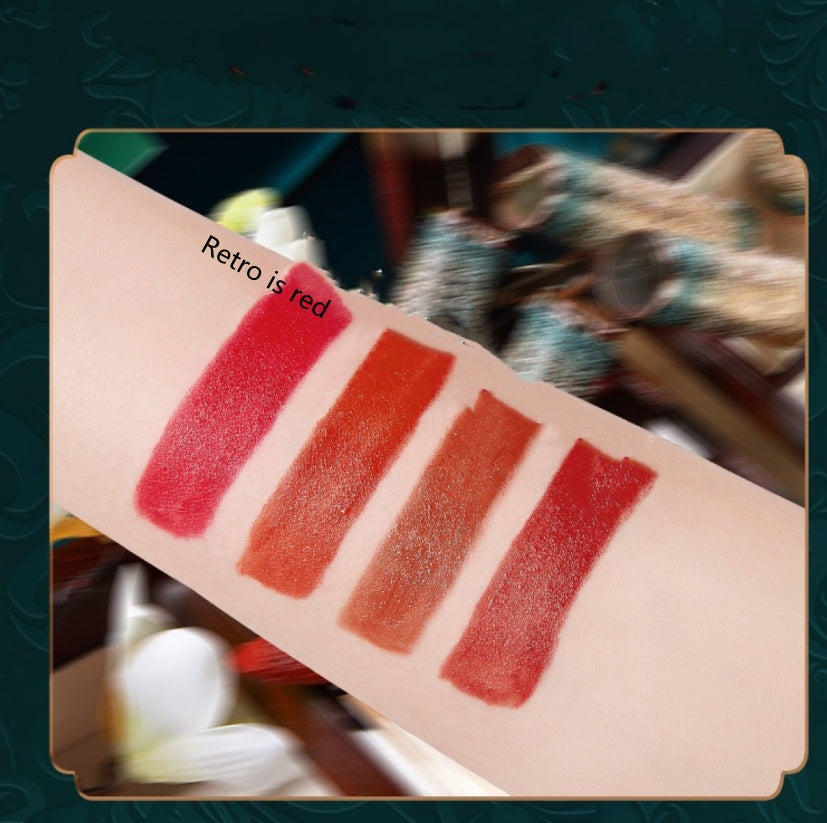 JMT-596938 Velvet Matte Carved Lipstick in Retro Red, Rotten Tomato, Brick Red Caramel, Red Pear - Long-lasting Formula