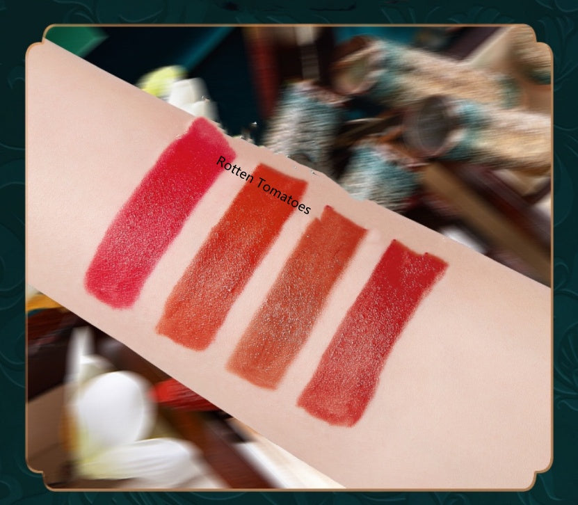 JMT-596938 Velvet Matte Carved Lipstick in Retro Red, Rotten Tomato, Brick Red Caramel, Red Pear - Long-lasting Formula
