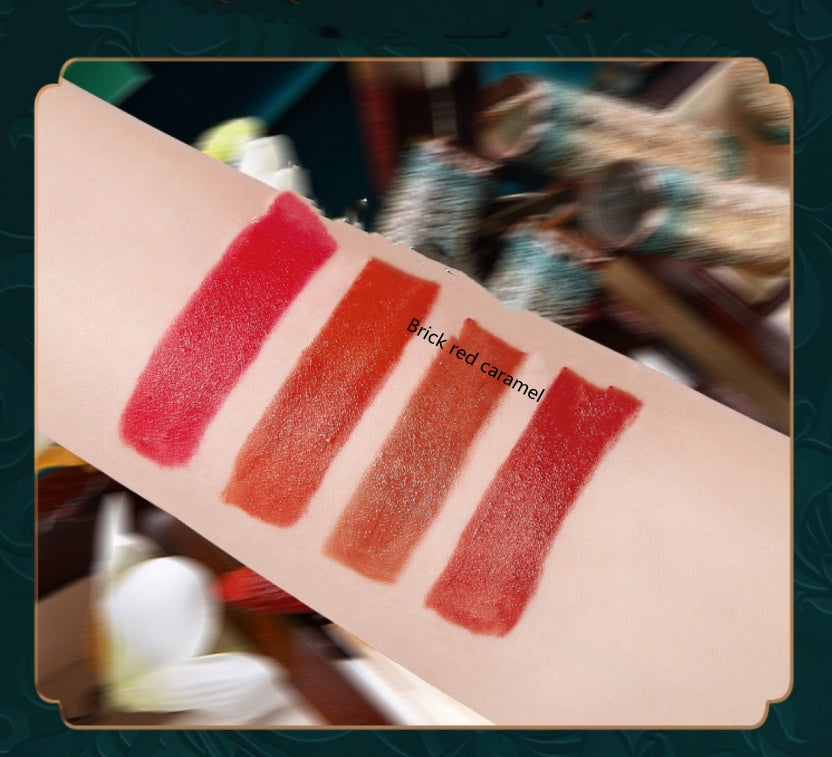 JMT-596938 Velvet Matte Carved Lipstick in Retro Red, Rotten Tomato, Brick Red Caramel, Red Pear - Long-lasting Formula