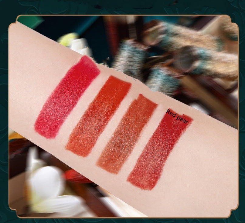 JMT-596938 Velvet Matte Carved Lipstick in Retro Red, Rotten Tomato, Brick Red Caramel, Red Pear - Long-lasting Formula