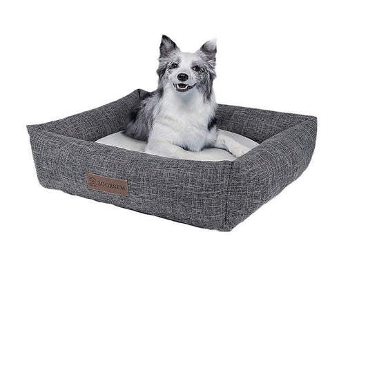 JMT-597130 Cozy Linen Square Pet Bed for Autumn and Winter - Available in Multiple Sizes and Colors