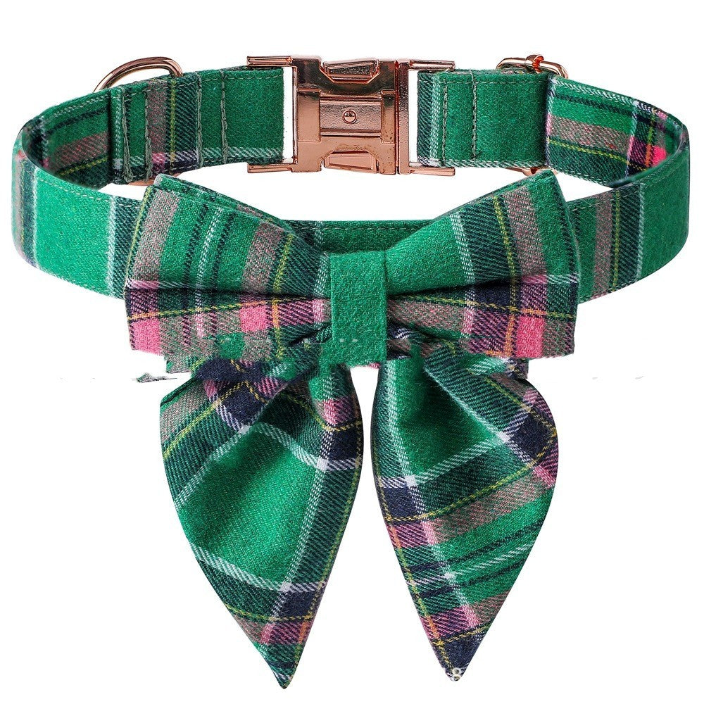 JMT-597322 Plaid Dog Collar with Metal Buckle - Adjustable Sizes S, M, L for All Seasons