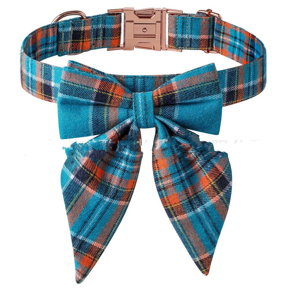 JMT-597322 Plaid Dog Collar with Metal Buckle - Adjustable Sizes S, M, L for All Seasons