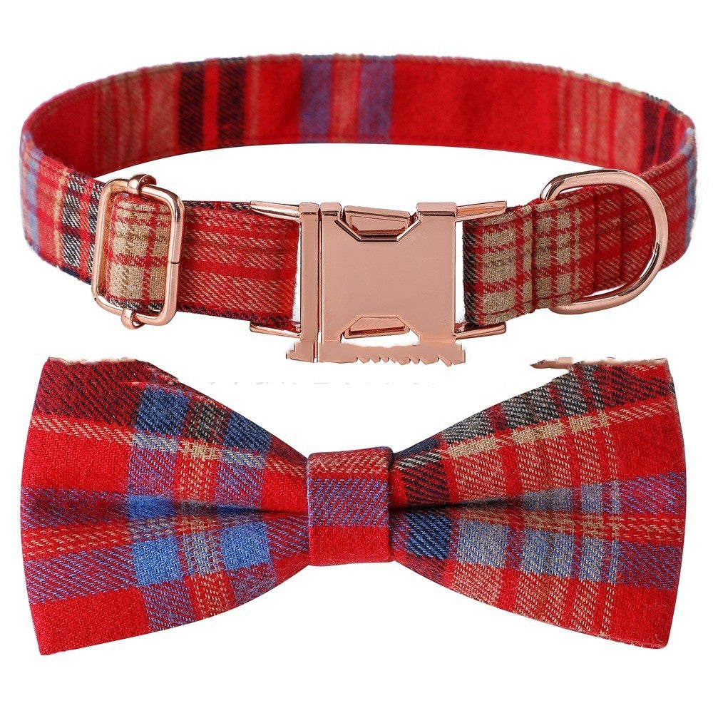 JMT-597322 Plaid Dog Collar with Metal Buckle - Adjustable Sizes S, M, L for All Seasons