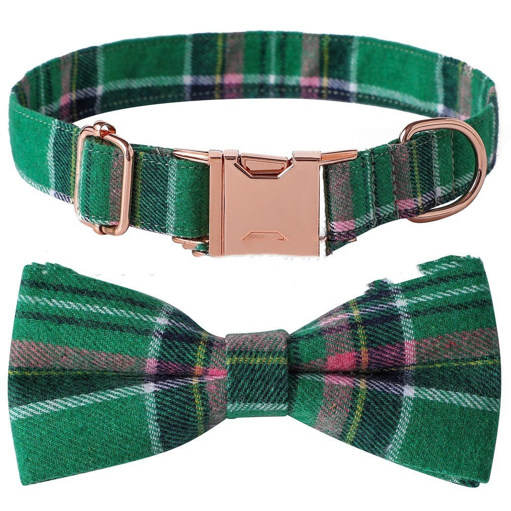 JMT-597322 Plaid Dog Collar with Metal Buckle - Adjustable Sizes S, M, L for All Seasons