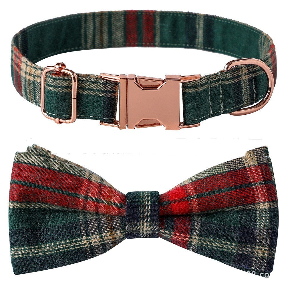 JMT-597322 Plaid Dog Collar with Metal Buckle - Adjustable Sizes S, M, L for All Seasons