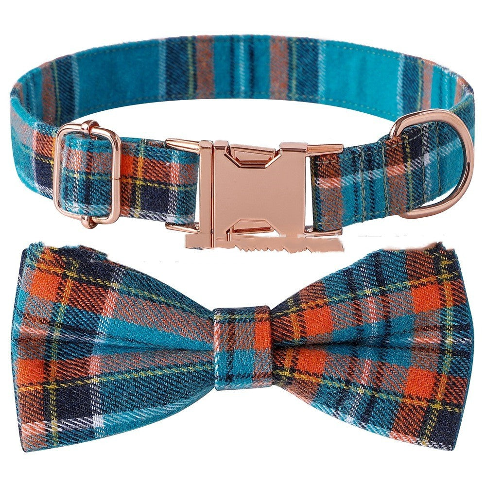 JMT-597322 Plaid Dog Collar with Metal Buckle - Adjustable Sizes S, M, L for All Seasons