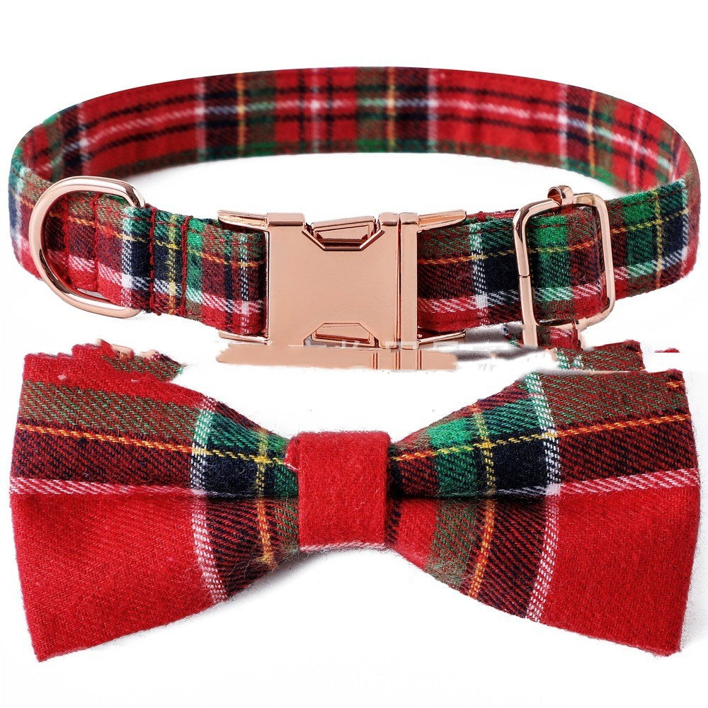 JMT-597322 Plaid Dog Collar with Metal Buckle - Adjustable Sizes S, M, L for All Seasons