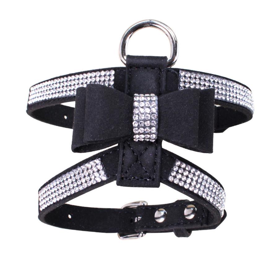 JMT-598154 Shiny Rhinestone Soft Suede Pet Chest Strap Leash - Adjustable Dog Harness in Multiple Colors