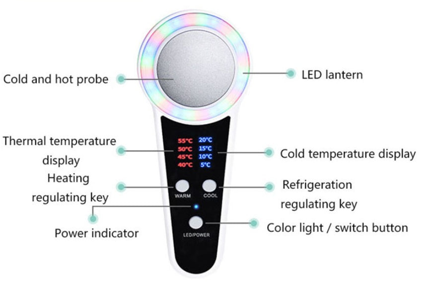 JMT-598218 USB Rechargeable Hot and Cold Beauty Instrument with Multiple Temperature Settings for Skincare