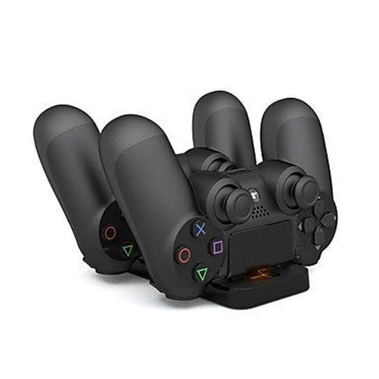 JMT-598282 Dual Charger for PS4 Controllers – Simultaneously Charges Two, Easy-to-Use Design, LED Charging Indicator