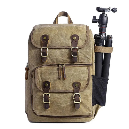 JMT-598346 Vintage Waxed Canvas Rucksack for Digital Camera Storage