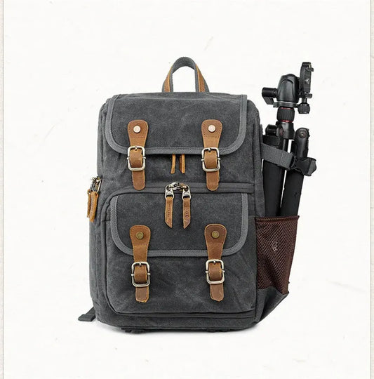 JMT-598346 Vintage Waxed Canvas Rucksack for Digital Camera Storage