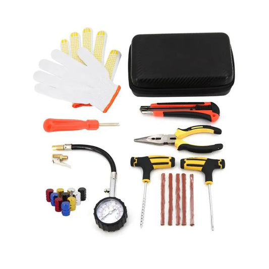 JMT-598602 Emergency Tire Repair Kit for Cars and Motorcycles, 10-Piece Tubeless Vacuum Repair Tool Set, CE RoHS Certified