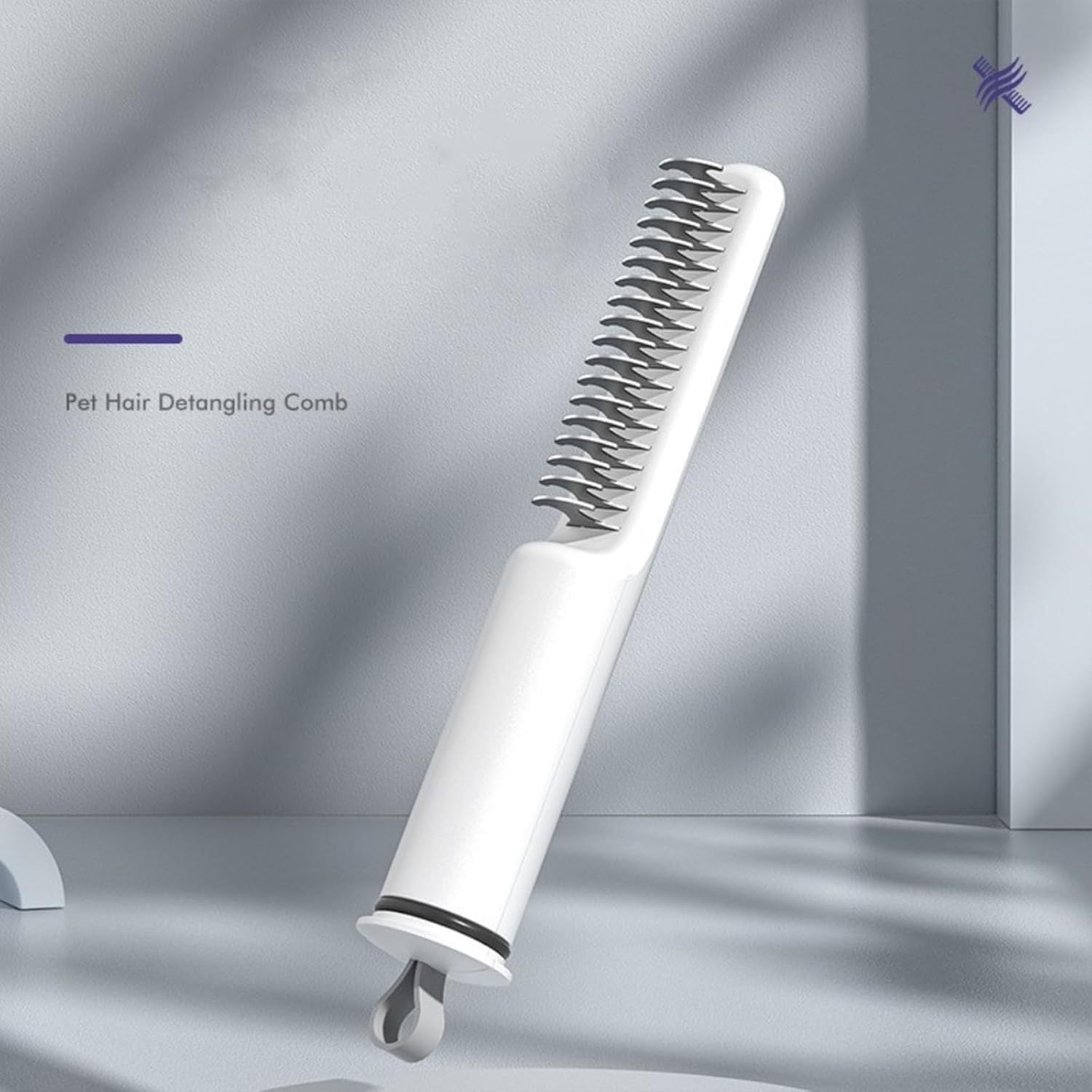 JMT-598794 Stainless Steel Dematting Comb for Dogs - Grooming Brush with User-Friendly Handle for Knots and Mats Removal