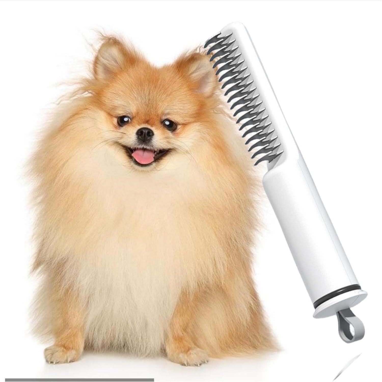 JMT-598794 Stainless Steel Dematting Comb for Dogs - Grooming Brush with User-Friendly Handle for Knots and Mats Removal