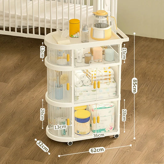 JMT-598922 Rolling Cart Storage Trolley with Wheels for Living Room, Bathroom, and Kitchen - Versatile Baby Storage Solution