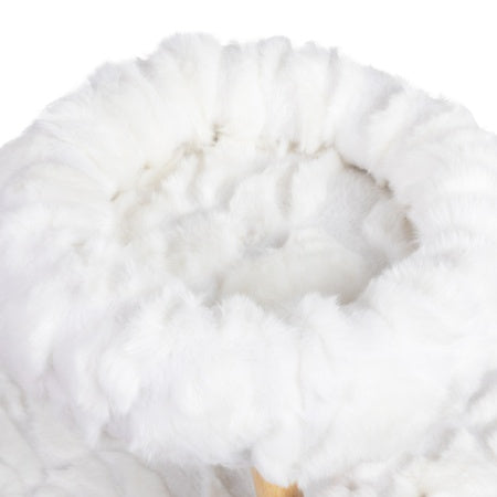 JMT-598986 Modern Cat Tower with Natural Wood Branches, Indoor Cat Condo and Playhouse in White, Comfortable Plush Beds and Scratching Posts