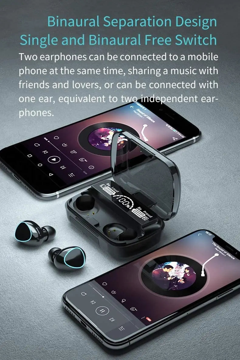 JMT-599306 Wireless M10 TWS Earbuds with V5.3 Bluetooth, Waterproof Design, and Power Bank