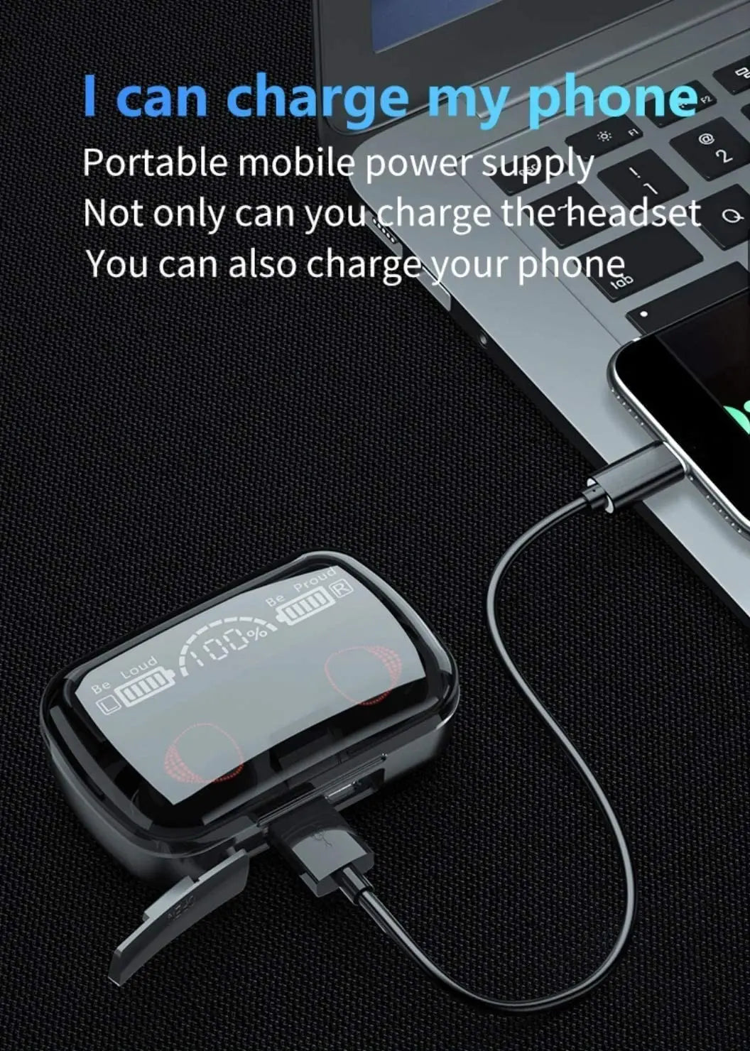 JMT-599306 Wireless M10 TWS Earbuds with V5.3 Bluetooth, Waterproof Design, and Power Bank