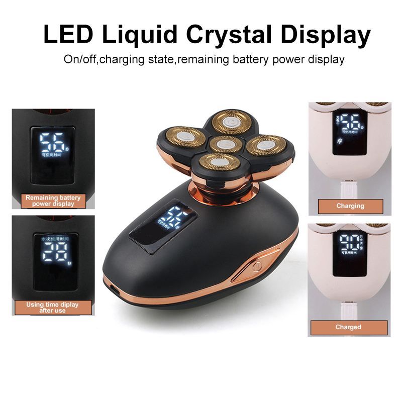 JMT-599370 LCD Digital Display Electric Shaver with IPX5 Waterproof Design, 90-Minute Battery Life, USB Charging