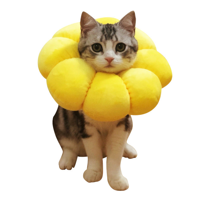 JMT-599754 Adjustable Sunflower Recovery Collar for Pets - Soft Edge Wound Healing Cone for Dogs and Cats
