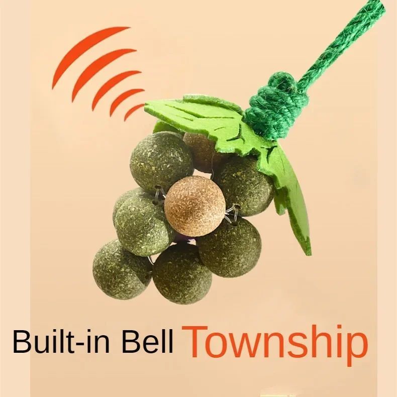 JMT-600266 Mint Ball Grape Strand Catnip Toy - Teething and Bite-Resistant Cat Sticks Made with Peppermint Powder and Rice Flour, 2cm Balls