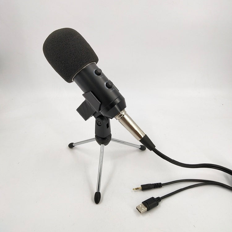 JMT-600458 Versatile Condenser Microphone with Adjustable Volume and Reverb - Includes Tripod, Clip, and Accessories