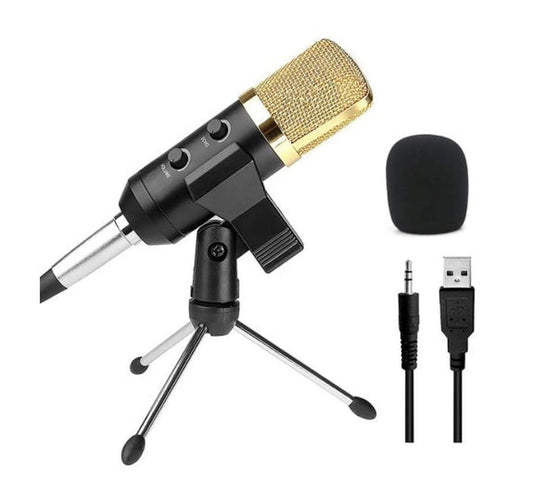 JMT-600458 Versatile Condenser Microphone with Adjustable Volume and Reverb - Includes Tripod, Clip, and Accessories