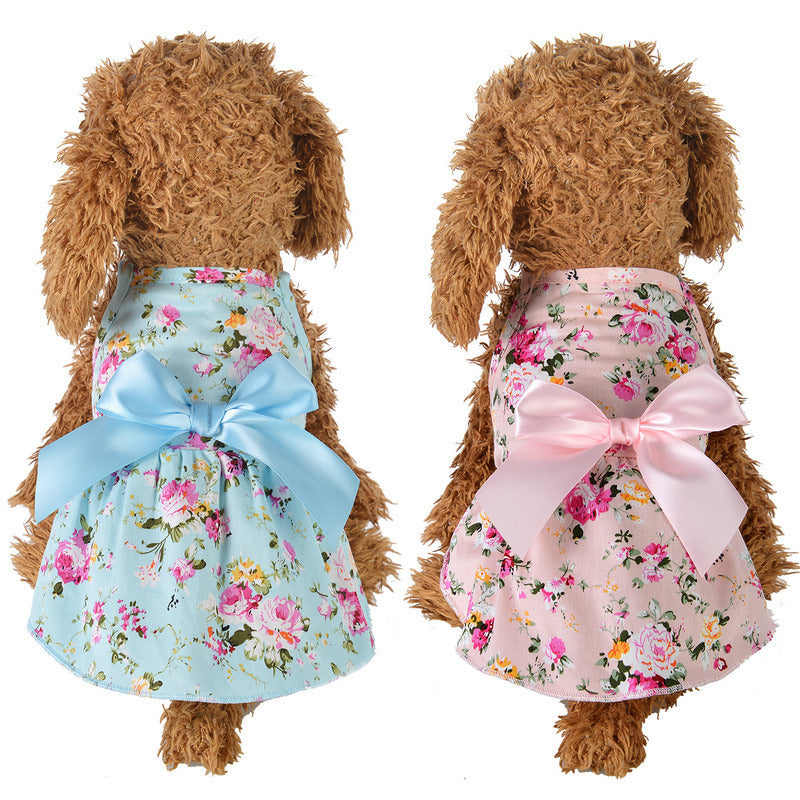 JMT-601034 Cotton Princess Dress for Dogs - Spring & Summer Style in Blue