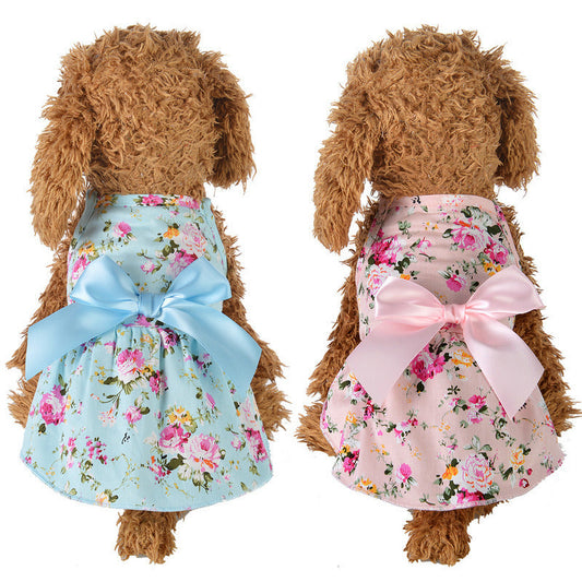 JMT-601034 Cotton Princess Dress for Dogs - Spring & Summer Style in Blue