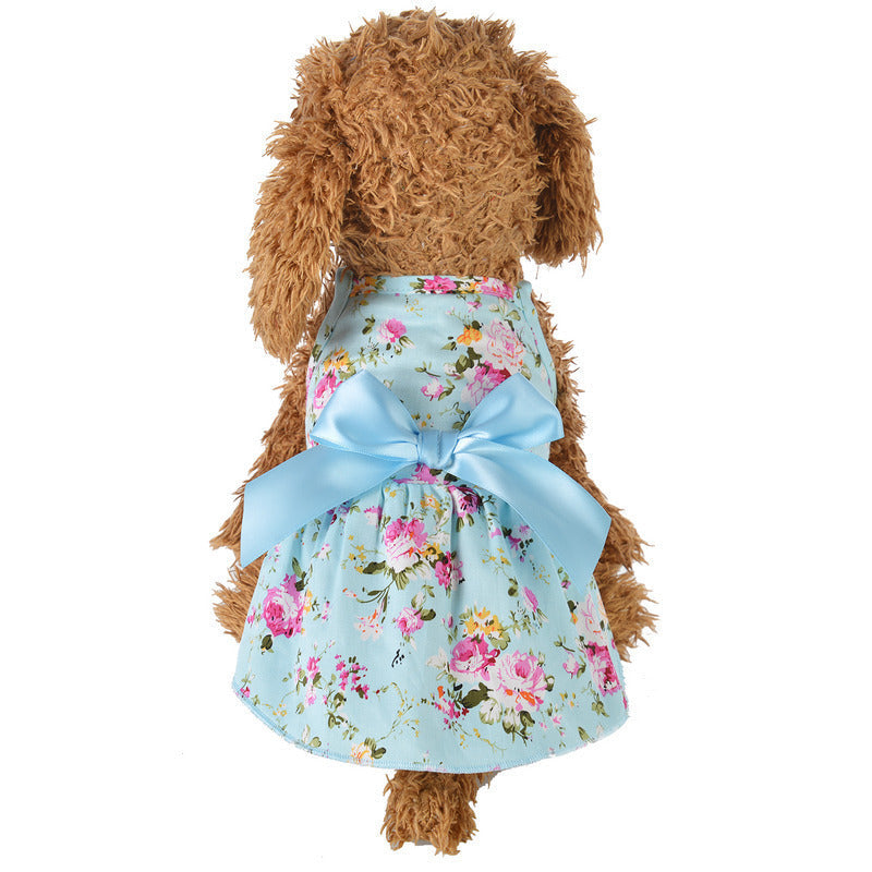 JMT-601034 Cotton Princess Dress for Dogs - Spring & Summer Style in Blue