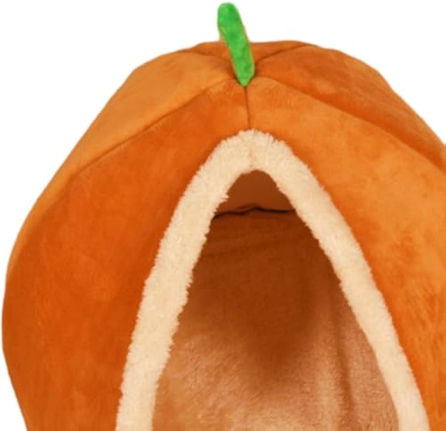 JMT-601098 Cozy Pumpkin-Shaped Semi-Enclosed Cat and Dog Bed, Plush Pet Nest for Small Pets