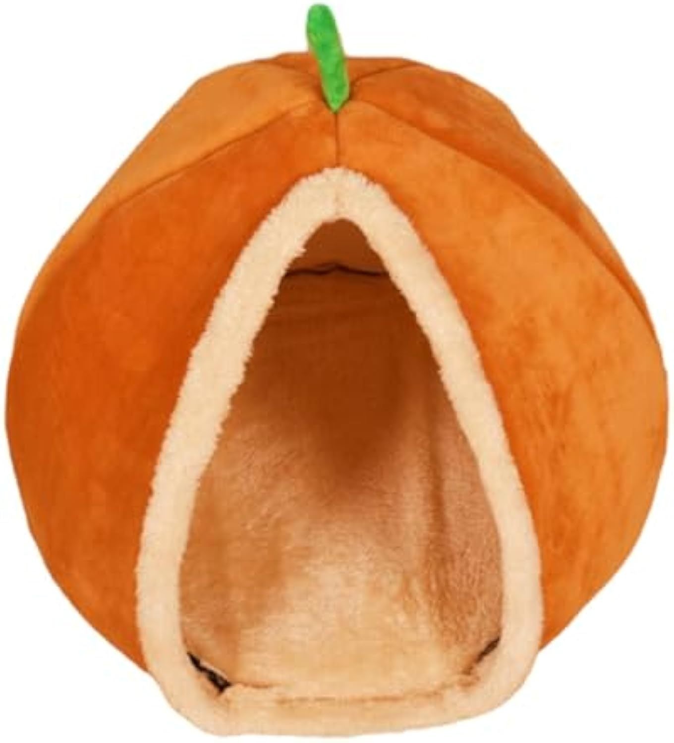 JMT-601098 Cozy Pumpkin-Shaped Semi-Enclosed Cat and Dog Bed, Plush Pet Nest for Small Pets