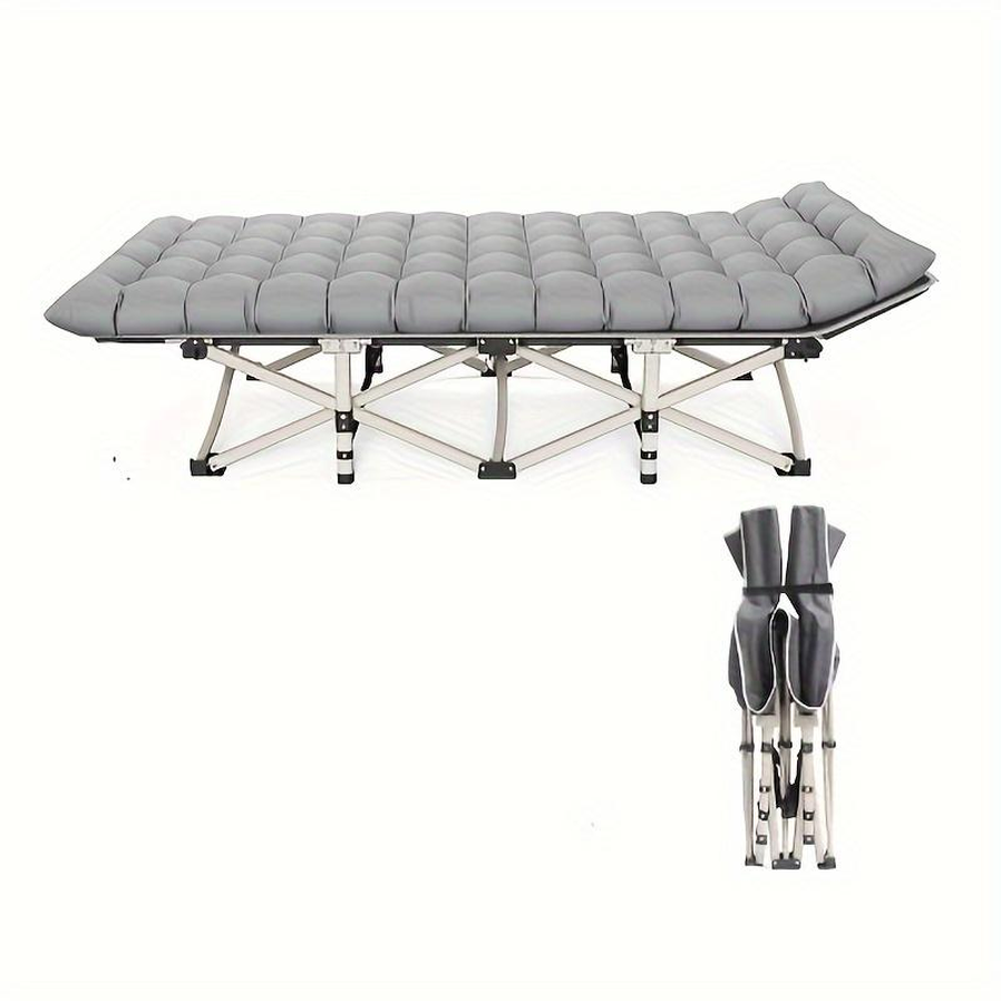 JMT-601162 Durable Grey Folding Camping Bed with Convenient Storage Bag for Travel and Office Use