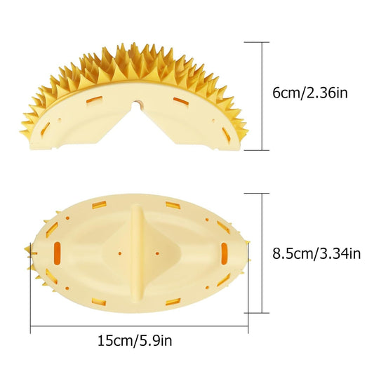 JMT-601354 Durian-Shaped Cat Corner Scratcher and Self-Groomer with Cat Mint for Indoor Cats