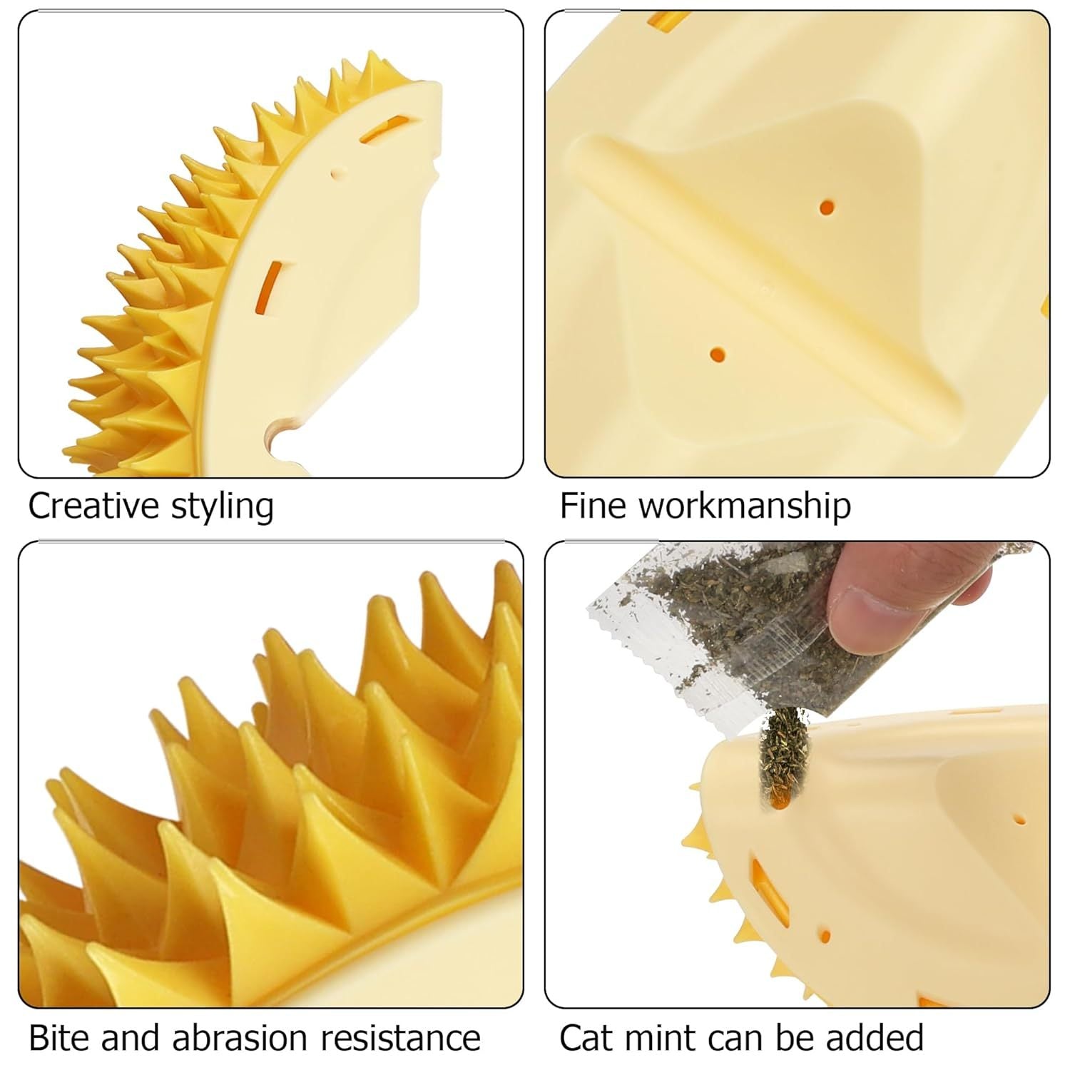 JMT-601354 Durian-Shaped Cat Corner Scratcher and Self-Groomer with Cat Mint for Indoor Cats