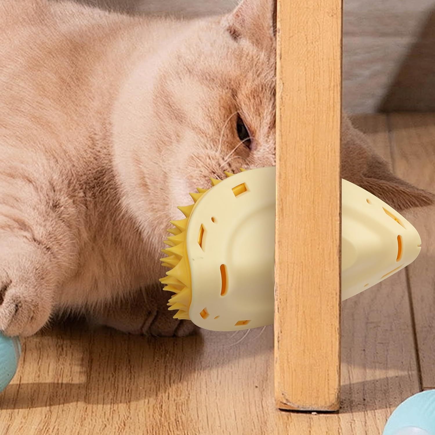 JMT-601354 Durian-Shaped Cat Corner Scratcher and Self-Groomer with Cat Mint for Indoor Cats