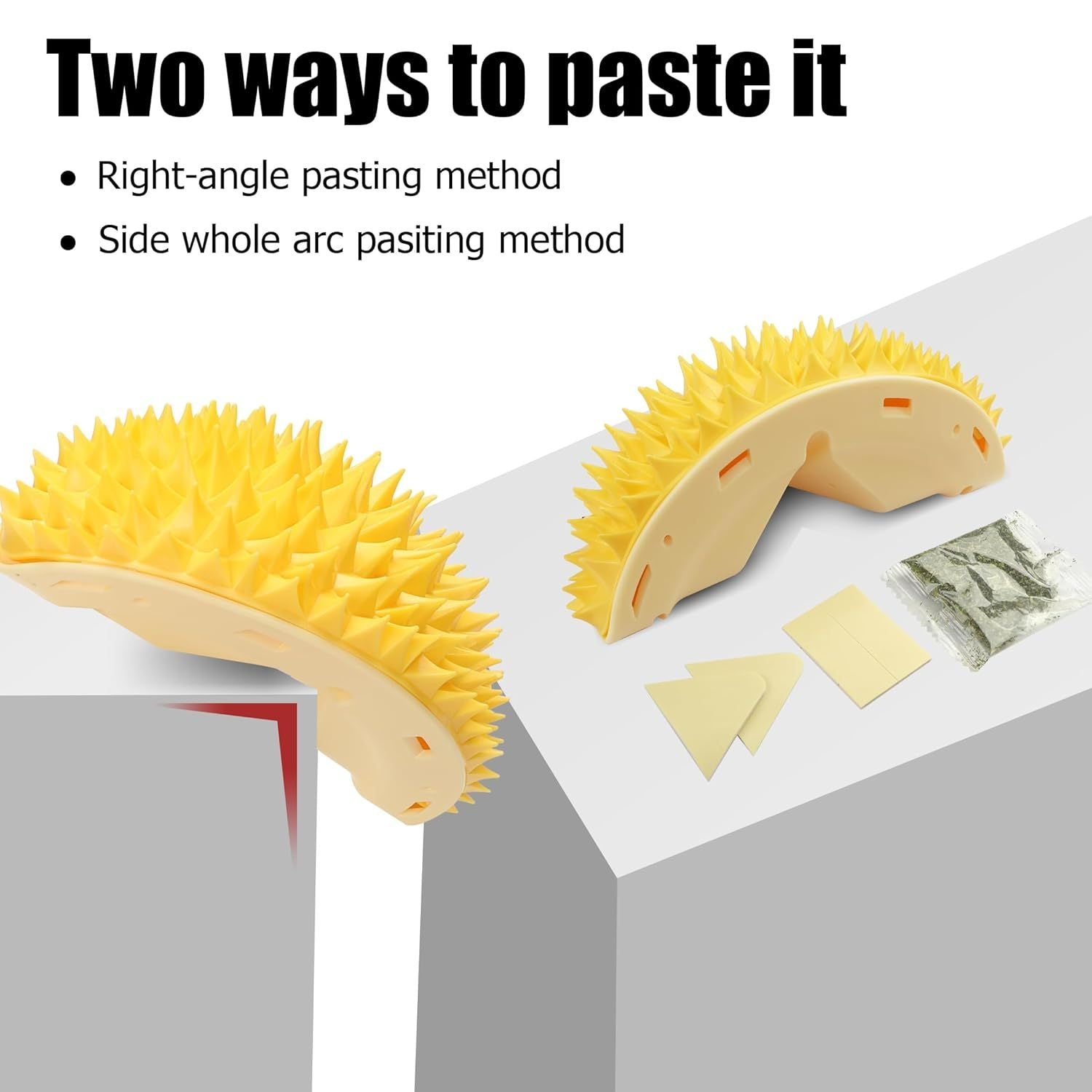 JMT-601354 Durian-Shaped Cat Corner Scratcher and Self-Groomer with Cat Mint for Indoor Cats