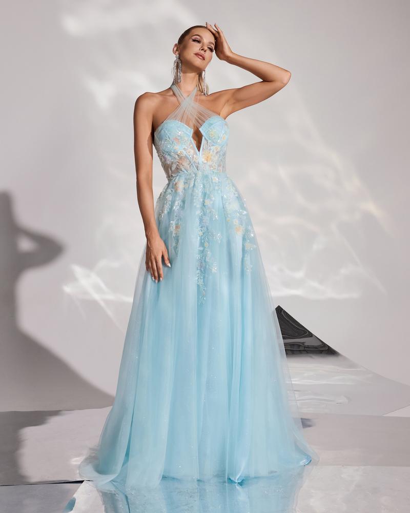 JMT-601354 Elegant Blue Evening Dress for Ladies - Model SH0168
