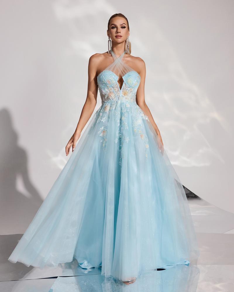JMT-601354 Elegant Blue Evening Dress for Ladies - Model SH0168