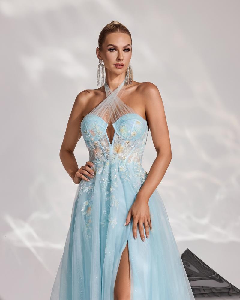 JMT-601354 Elegant Blue Evening Dress for Ladies - Model SH0168