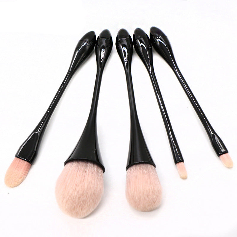 JMT-601546 Portable 5-Piece Makeup Brush Set with Rayon Bristles and PVC Bag - Ideal for Loose Powder Applications