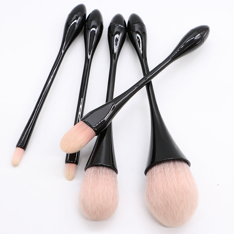 JMT-601546 Portable 5-Piece Makeup Brush Set with Rayon Bristles and PVC Bag - Ideal for Loose Powder Applications