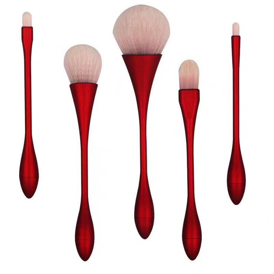 JMT-601546 Portable 5-Piece Makeup Brush Set with Rayon Bristles and PVC Bag - Ideal for Loose Powder Applications