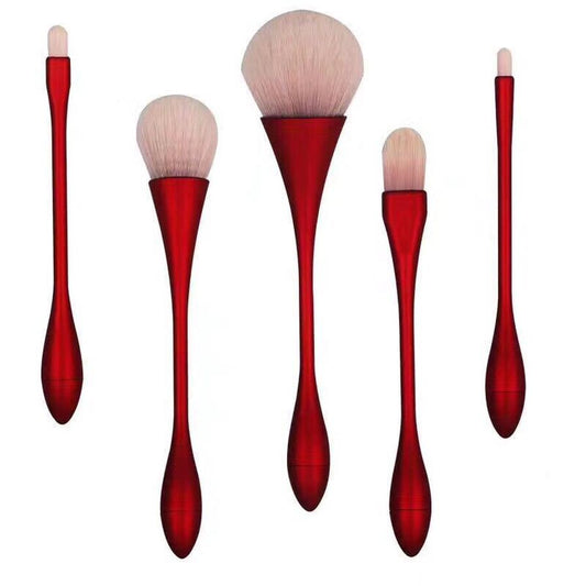 JMT-601546 Portable 5-Piece Makeup Brush Set with Rayon Bristles and PVC Bag - Ideal for Loose Powder Applications