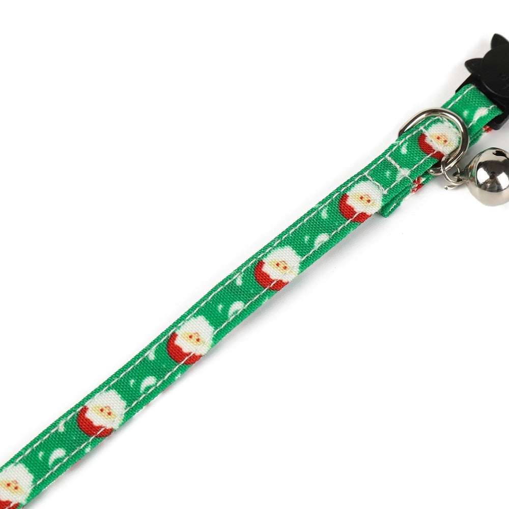 JMT-601930 Christmas-Themed Bow Tie Dog Collar for Cats - Festive Fabric Design