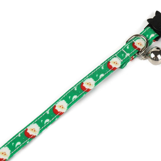 JMT-601930 Christmas-Themed Bow Tie Dog Collar for Cats - Festive Fabric Design